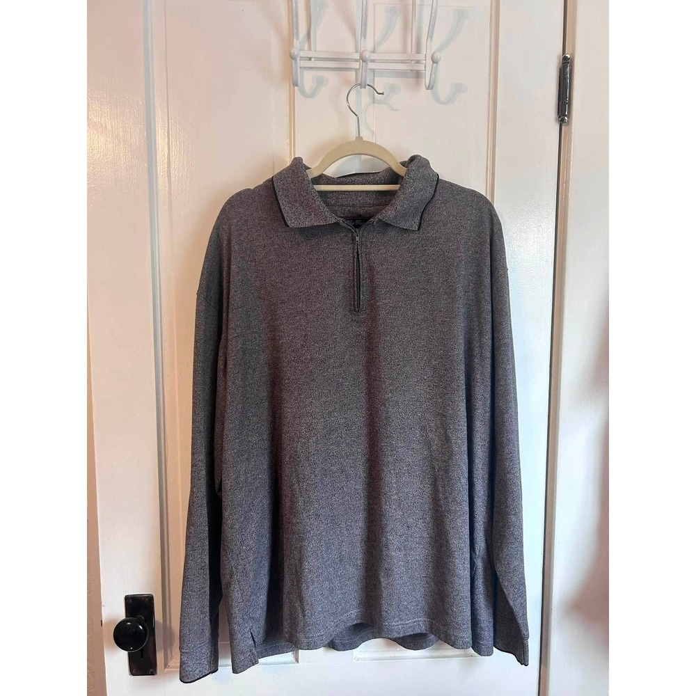Oleg Cassini Quarter Zip Pullover Mens XXL Gray Heathered Long Sleeve Knit